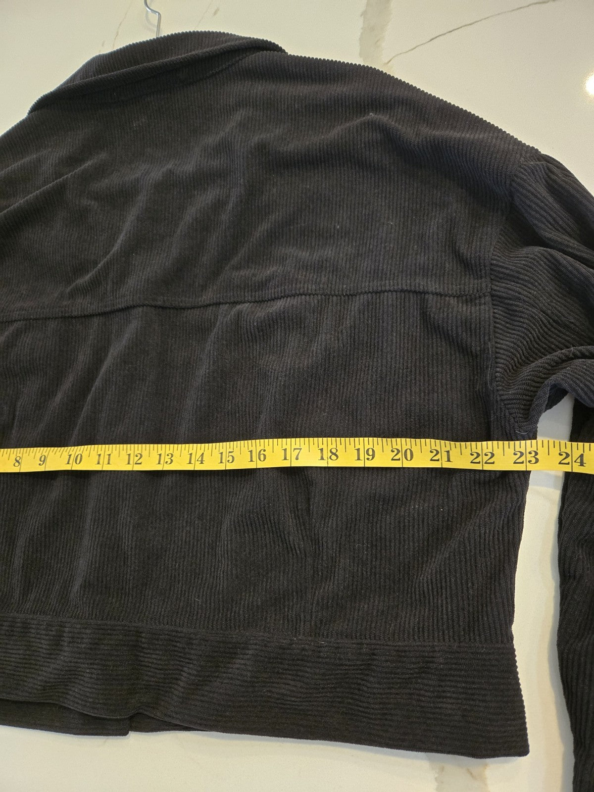 Hyfve Corduroy Jacket M Women Black Cropped Button Front Pocket Utility Shacket