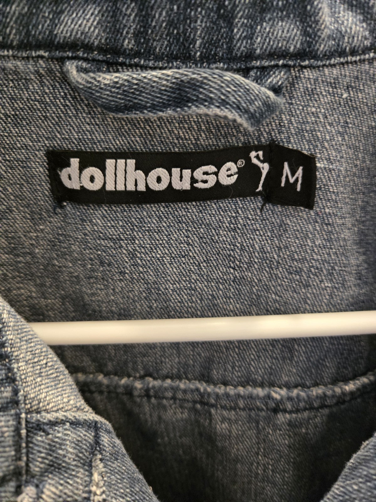 Dollhouse Denim Jacket Medium Cropped Blue Jean Trucker Vintage Style Y2K
