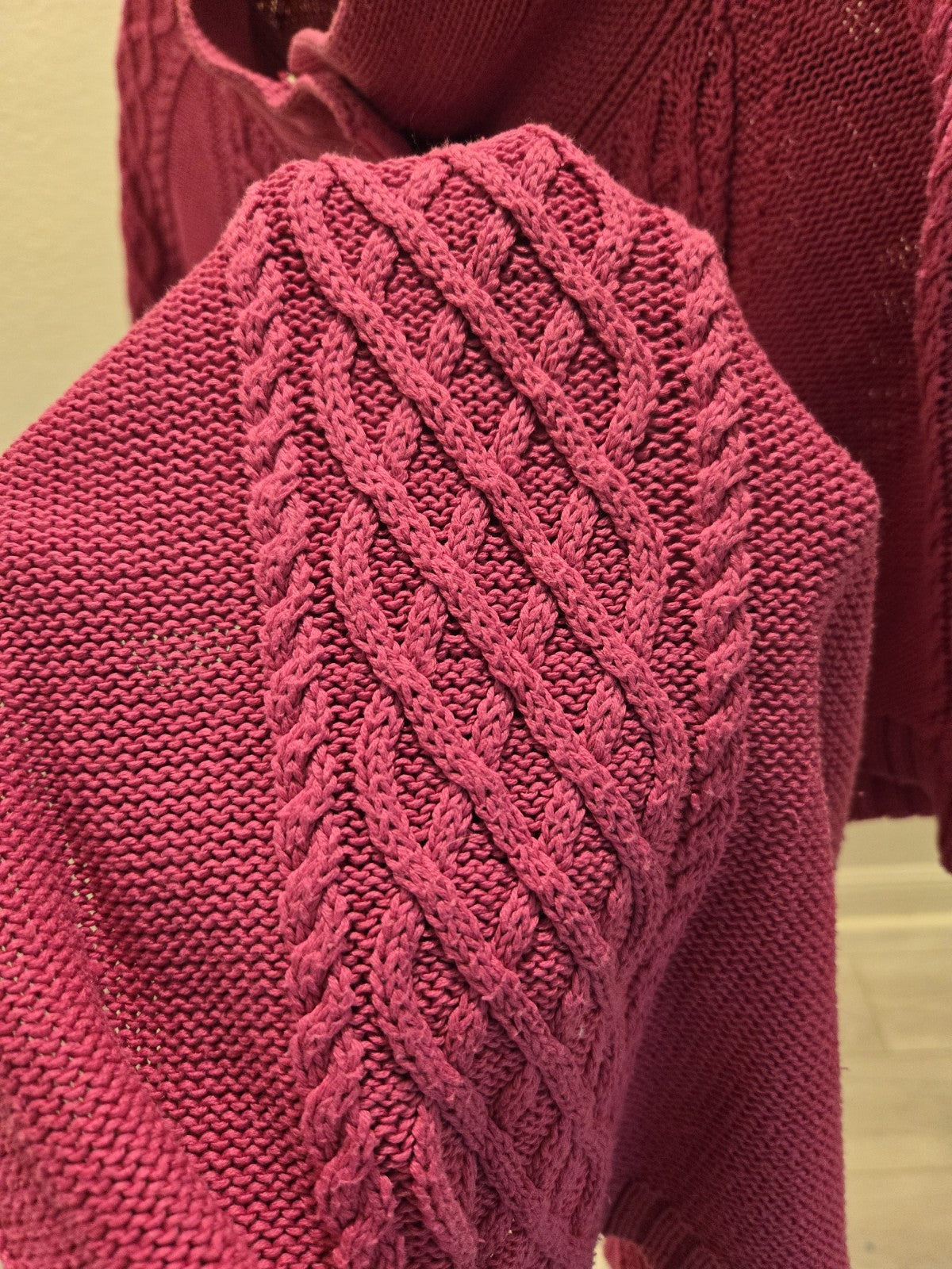 Lane Bryant 2X 18/20W Pink Cable Knit Short Sleeve Cardigan Sweater Women Plus