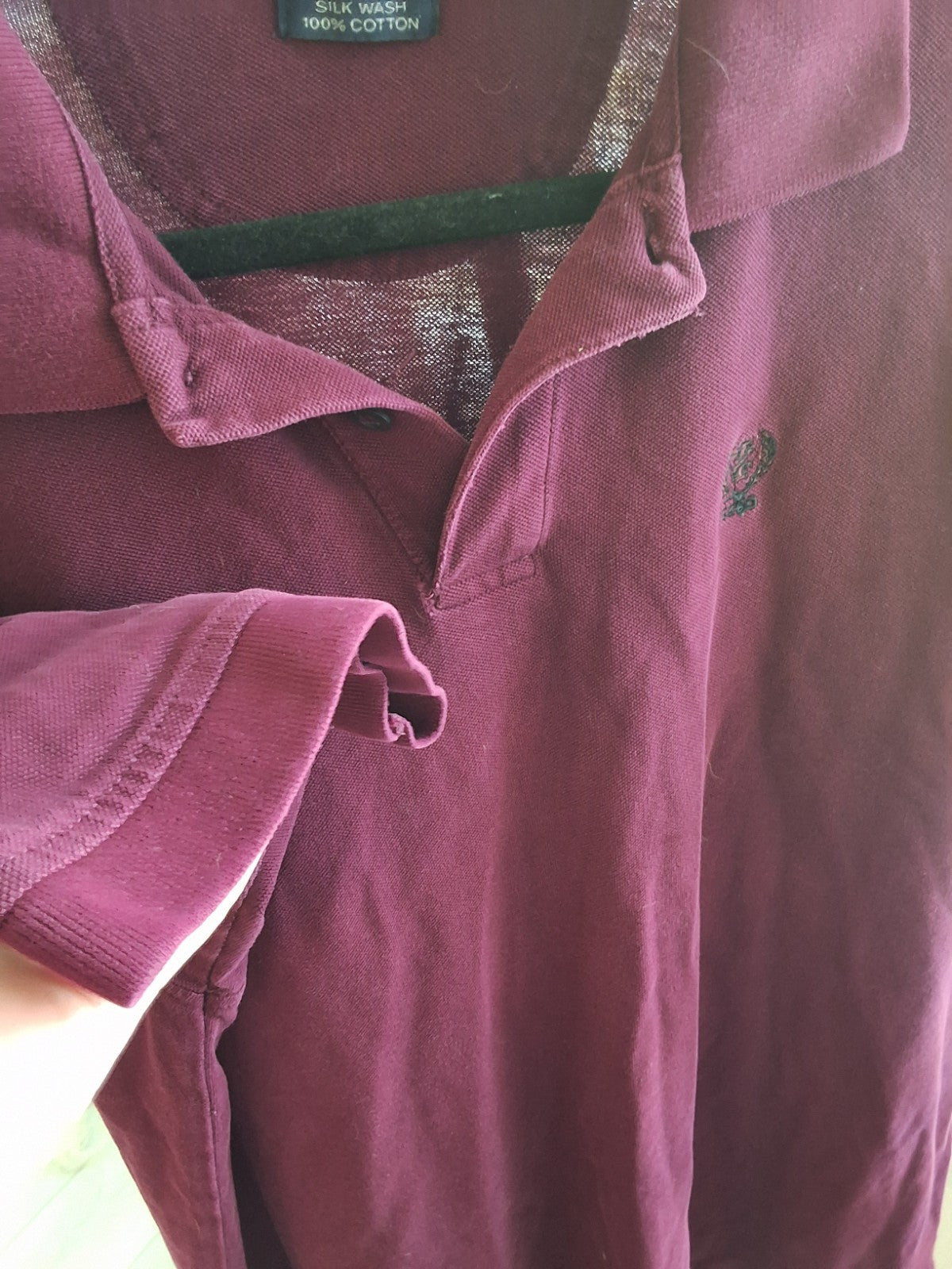 IZOD XL Dark Academia Polo Shirt Embroidered Short Sleeve Burgundy Quiet Luxury
