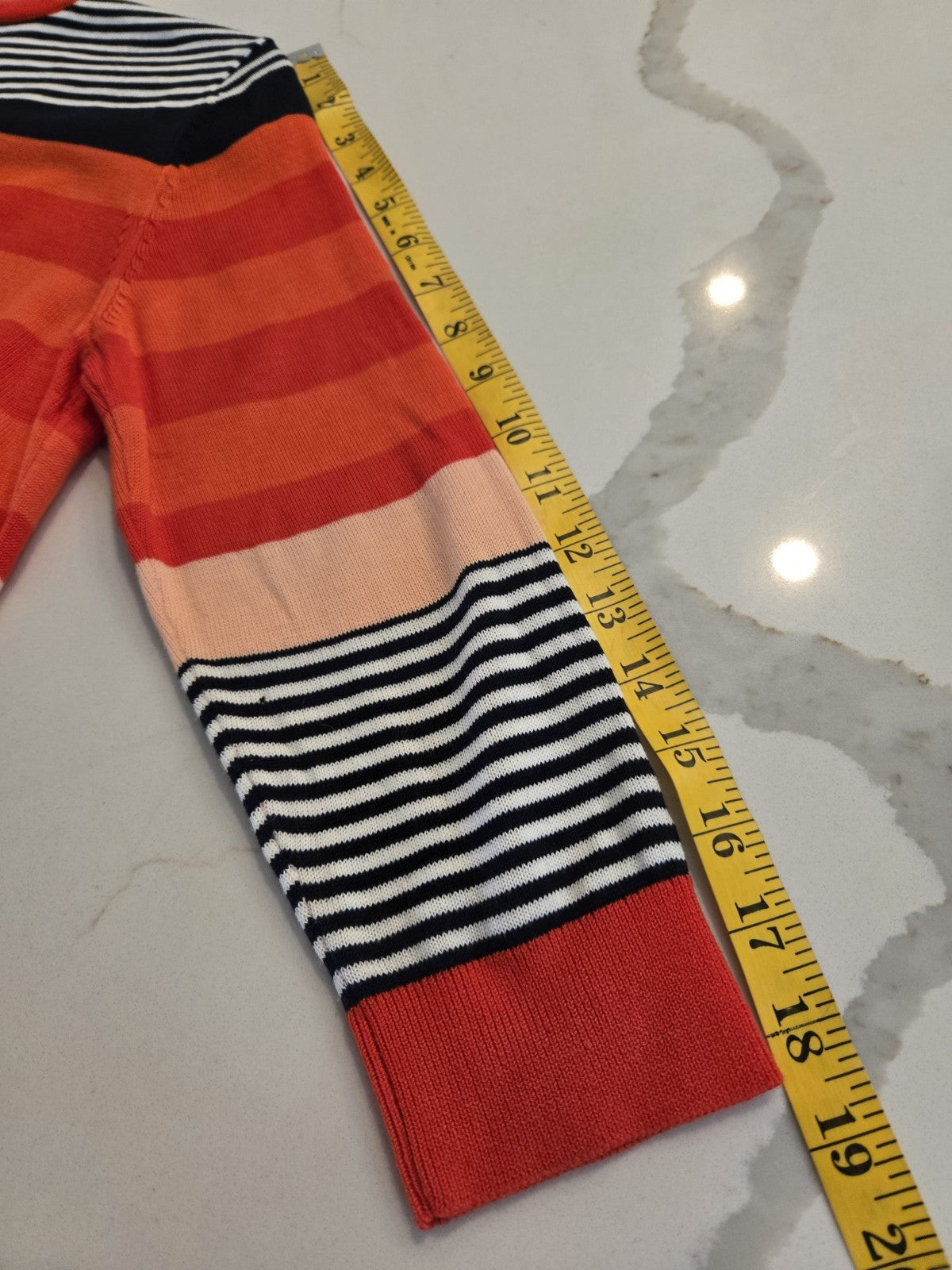 7th Avenue NYC Women’s Medium Striped Cardigan Sweater Button Front Corral Black