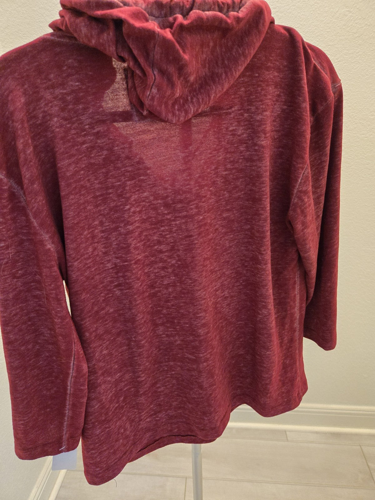 Hard Rock Cafe Guam USA Burgundy Hoodie L Women Lightweight V-Neck Lace Up