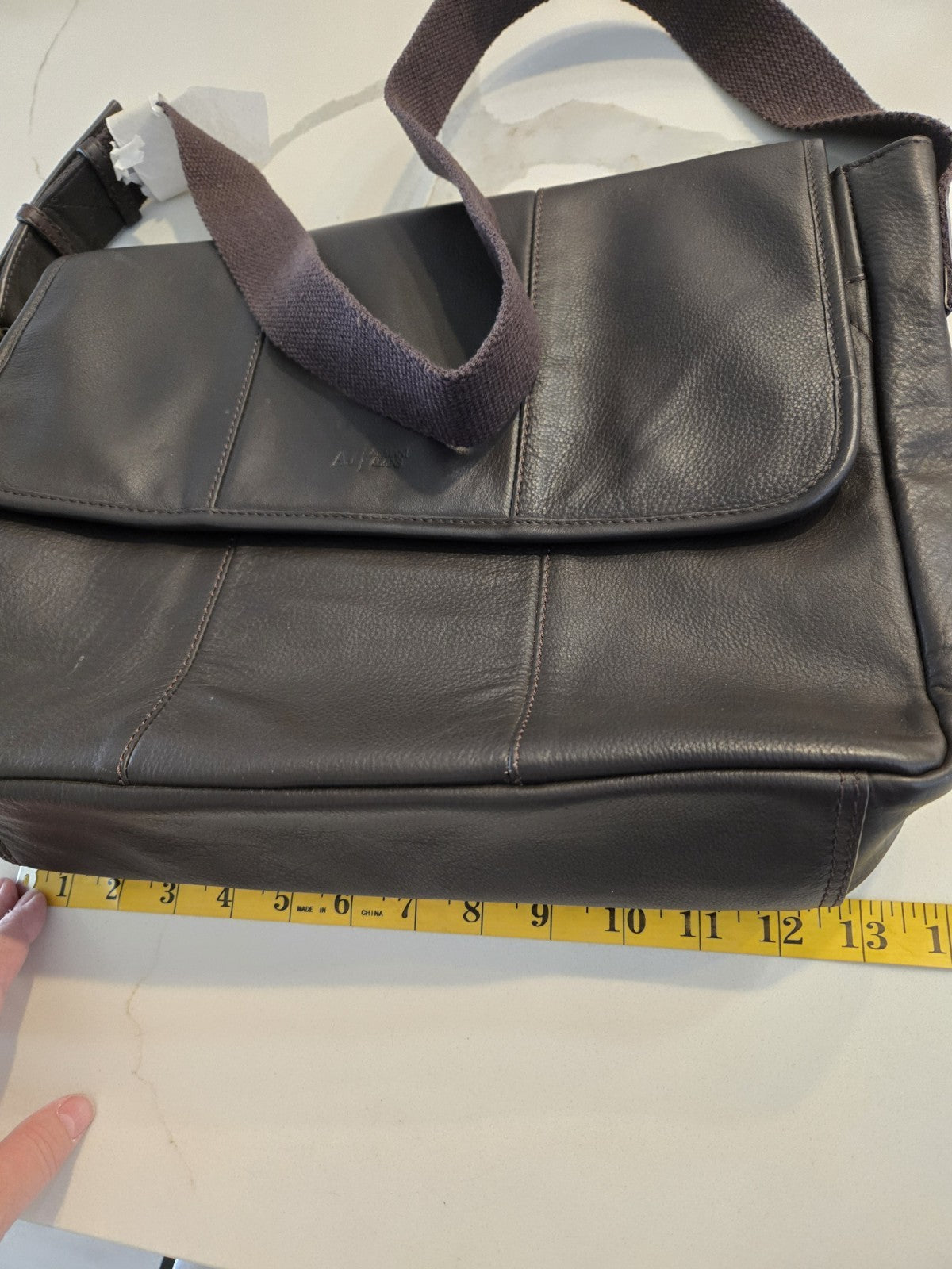 Armani Jeans OS Brown Leather Flap Messenger Shoulder Crossbody Bag Unisex NWT