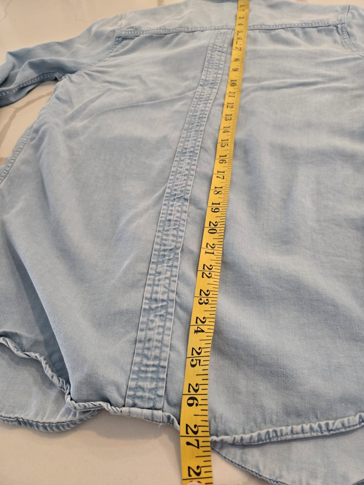 7 For All Mankind Western Chambray Button Down Denim Shirt M Womens Light Wash