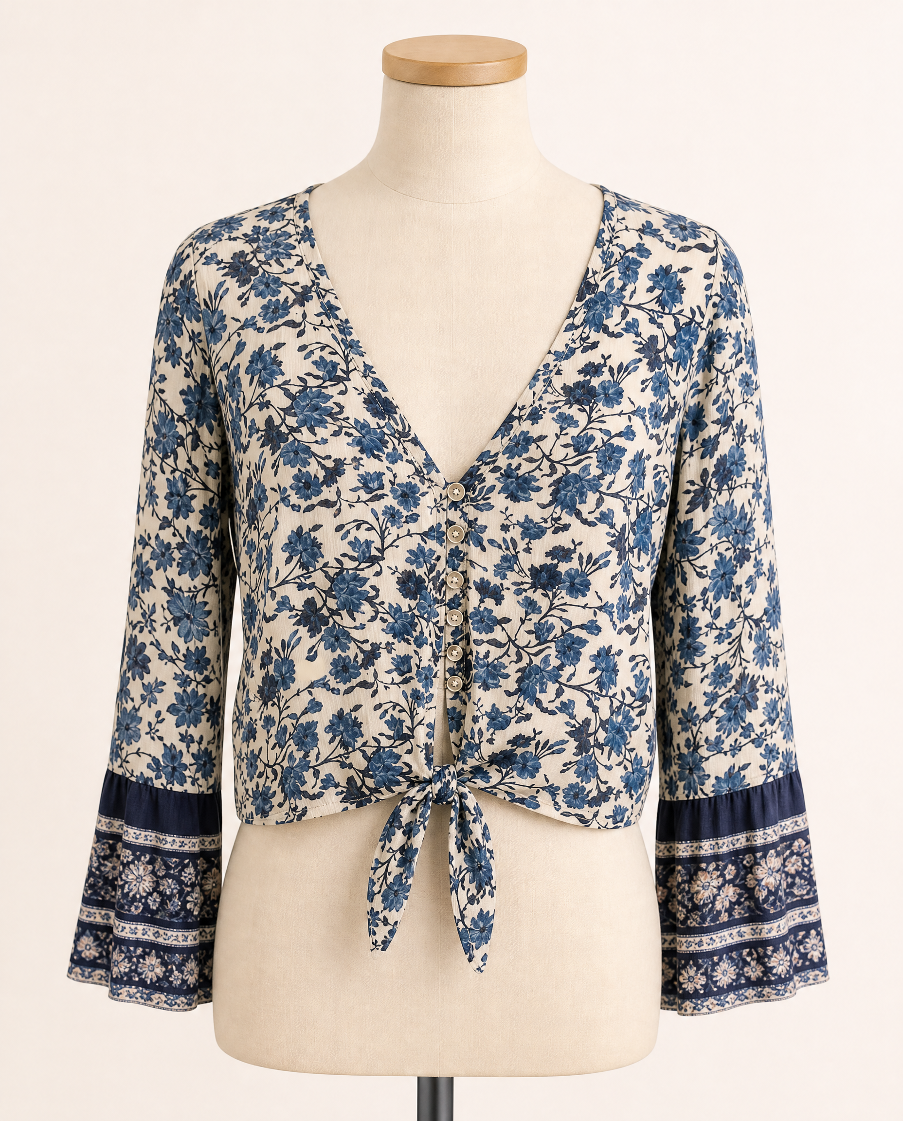 Floral Tie-Front Top on Mannequin