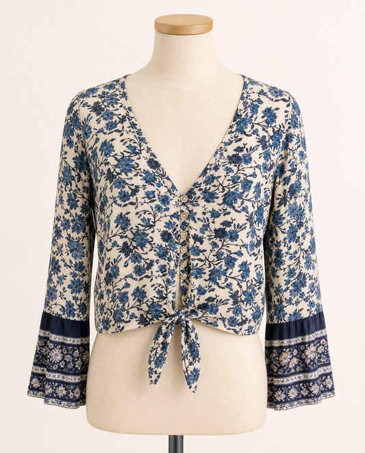 Floral Tie-Front Top on Mannequin