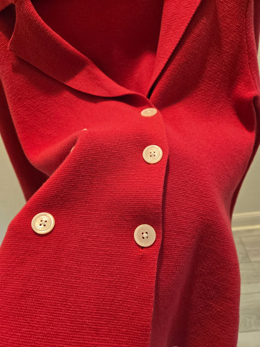 Chaps Knit Blazer Cardigan - Red Double Breasted - M