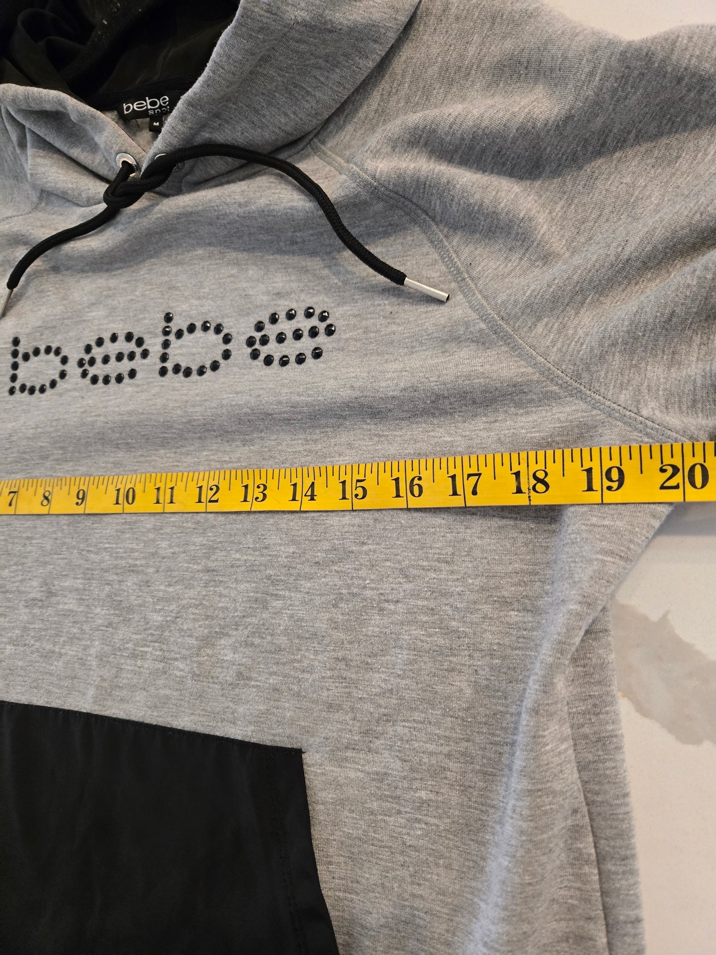 bebe Sport Studded Logo Hoodie - Heather Gray - M