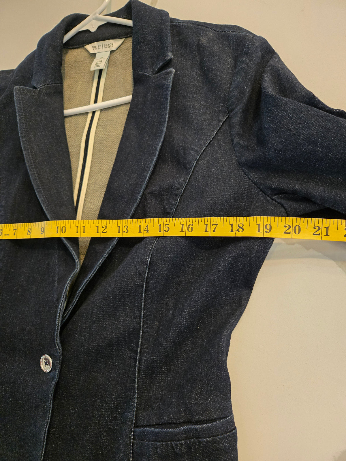 White House Black Market Single Button Fitted Denim Blazer Size 10