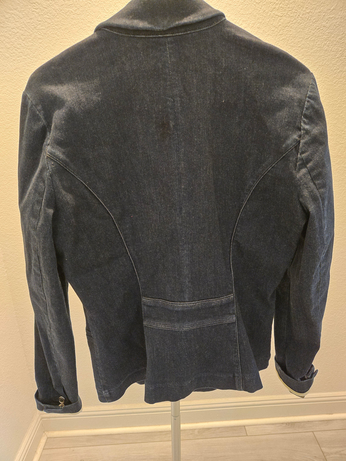 White House Black Market Single Button Fitted Denim Blazer Size 10
