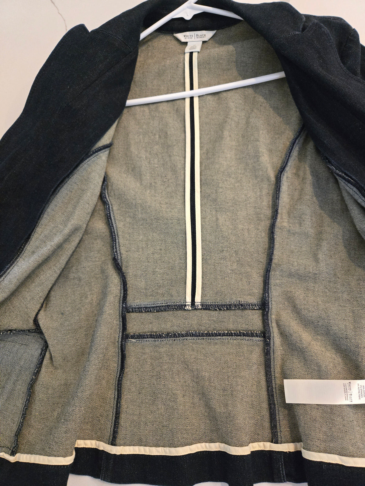 White House Black Market Single Button Fitted Denim Blazer Size 10