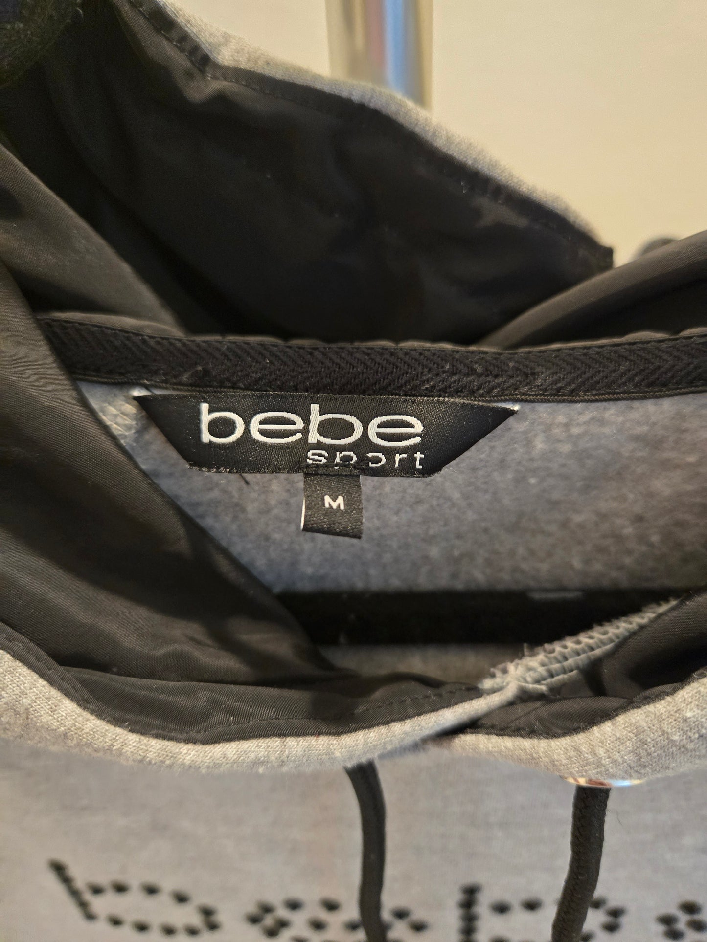 bebe Sport Studded Logo Hoodie - Heather Gray - M