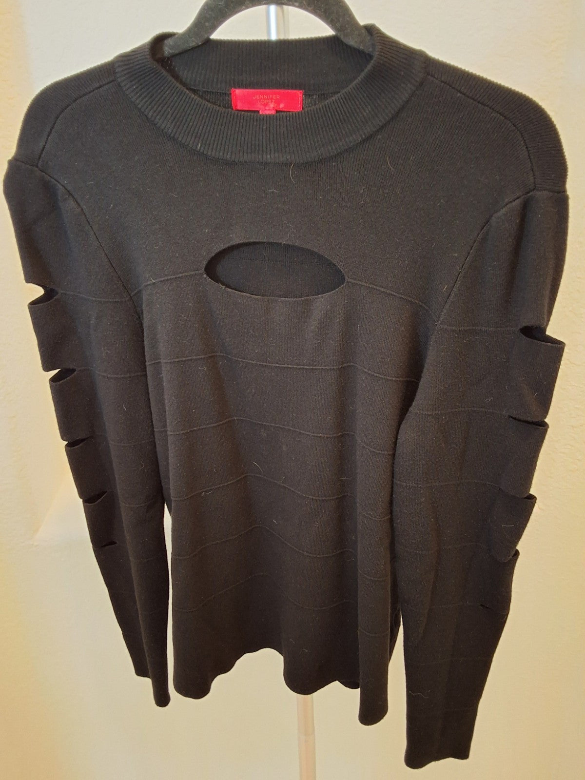 Jennifer Lopez NWOT Y2K Top Mockneck Sleeve Slash Cut Out Details Trendy XXL