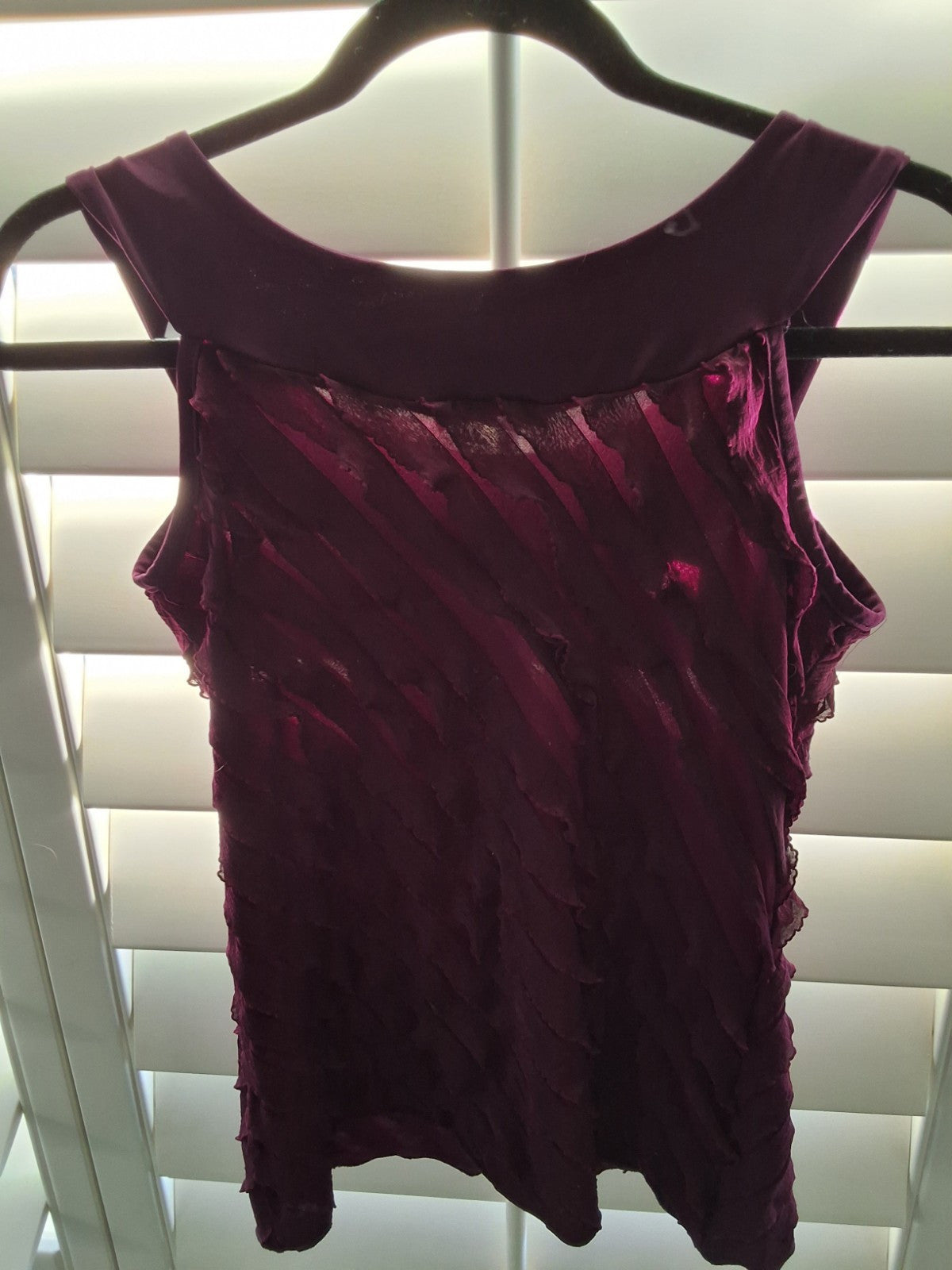 Harve Benard Size S Vintage 90s Grunge Ruffle\d Burgundy Tank Top