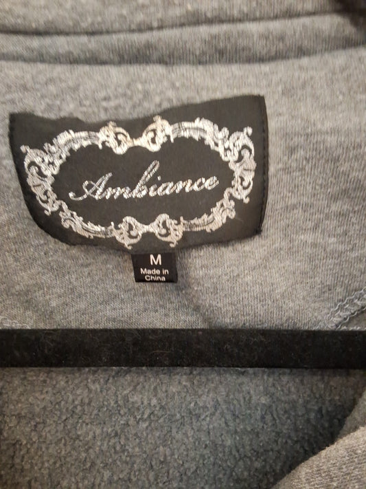 Ambiance Button & Snap Double Breasted M Gray Rib Knit Cuffs Womens Pea Coat