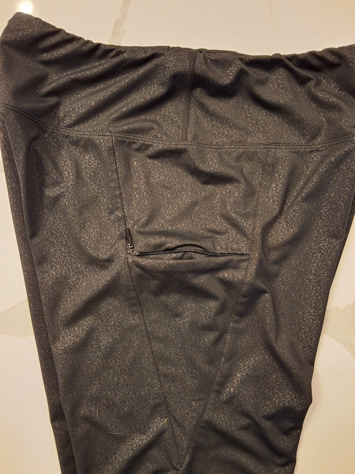 Tahari Sport Large Womens Black Abstract Zip Pocket Pull On Ankle Leggings