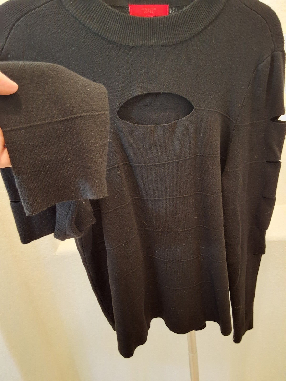Jennifer Lopez NWOT Y2K Top Mockneck Sleeve Slash Cut Out Details Trendy XXL