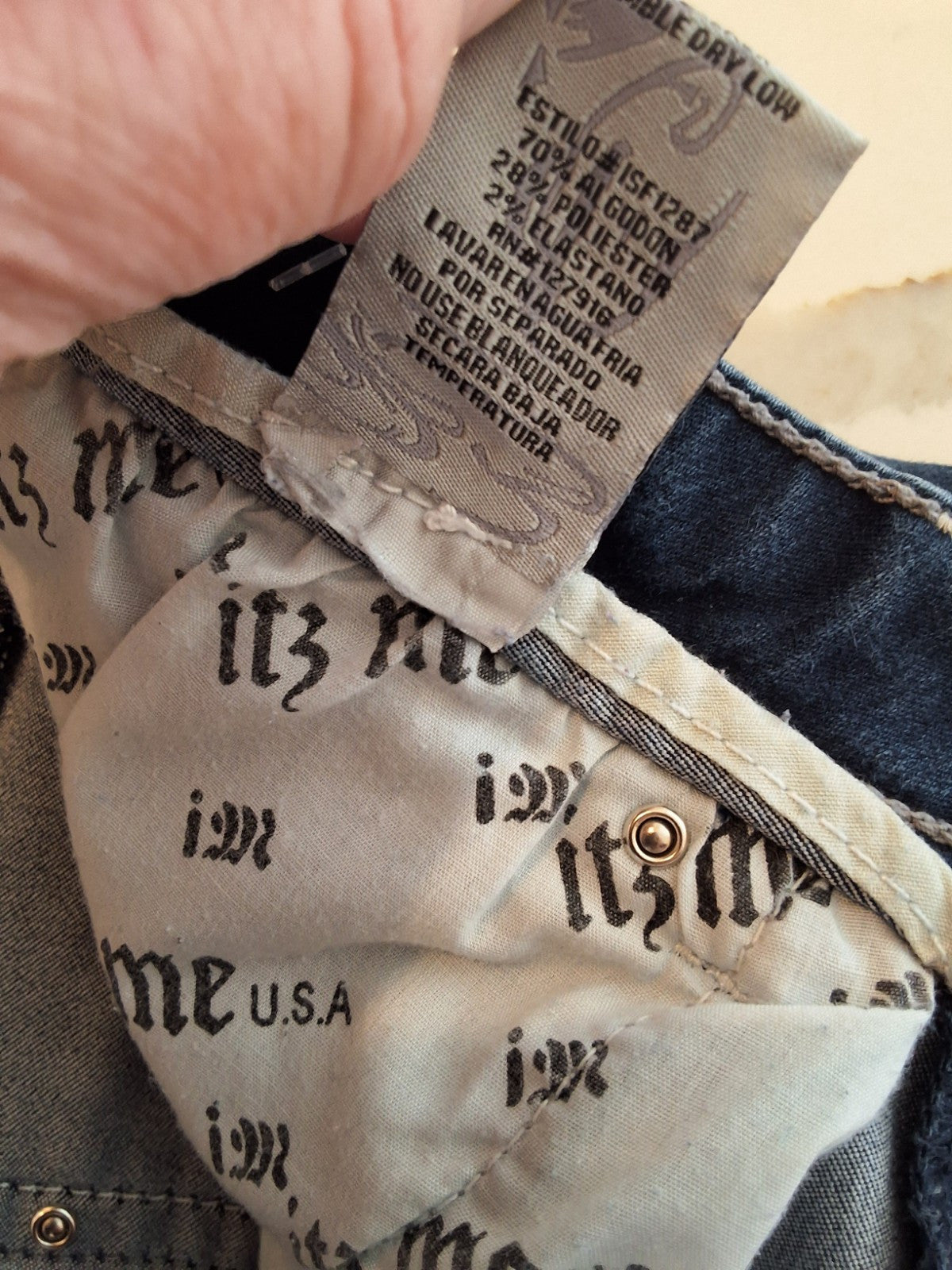 Itz Me Jeans Size 7 Womens Dark Wash Embellished Jeweled Rhinestone Pockets