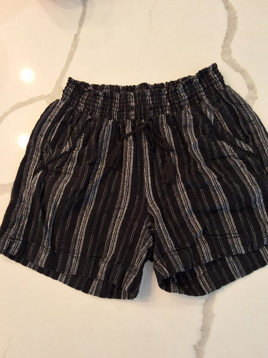 Briggs Size Small Womens Linen Blend Black And White Striped Shorts