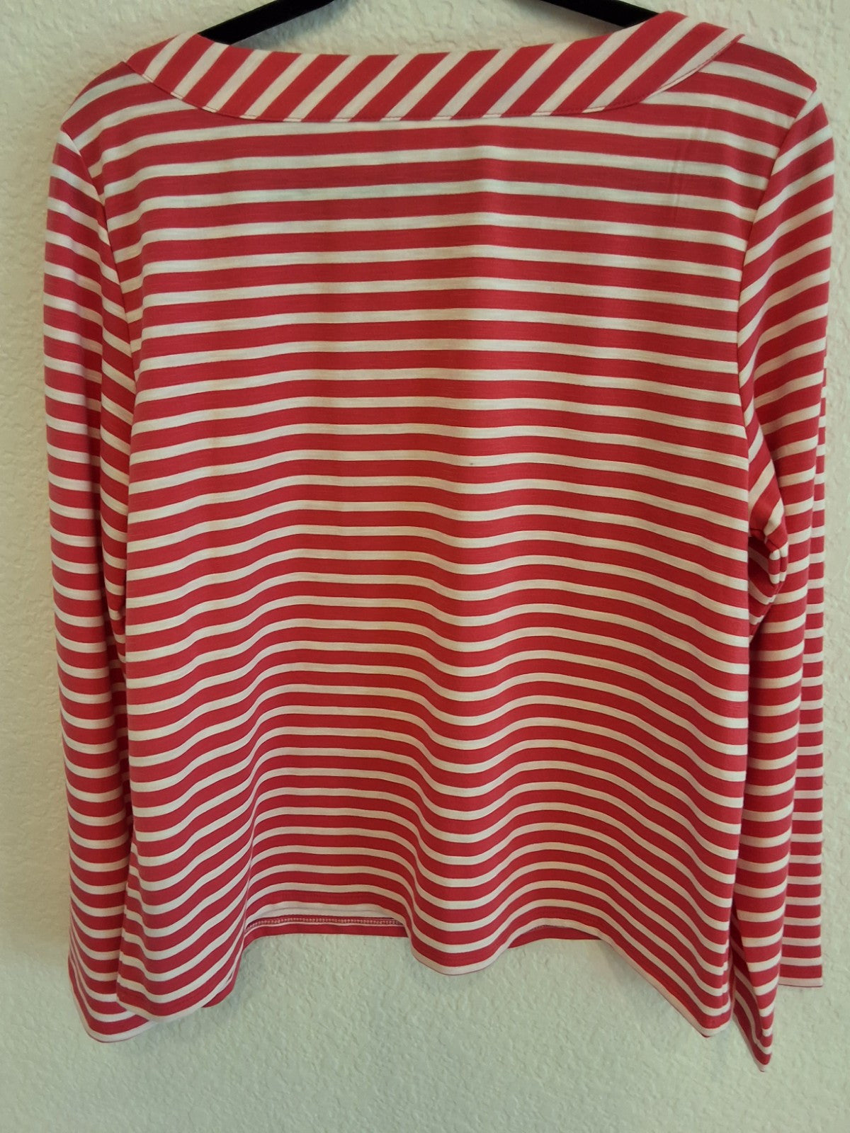 Rafaella Red White Breton Stripe Top Long Sleeve Scoop Neck Nautical XL Womens