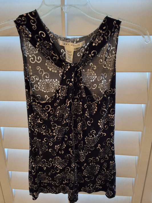 Max Studio Size S Womens Twist Front Keyhole Sleeveless Geometric Blouse