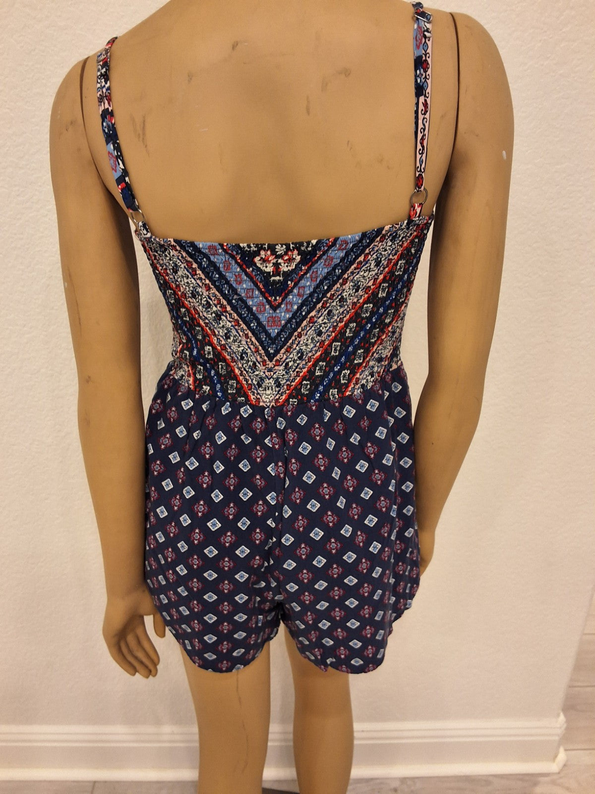 Blue Floral Size Small Pull on with Elastic at the Top Romper