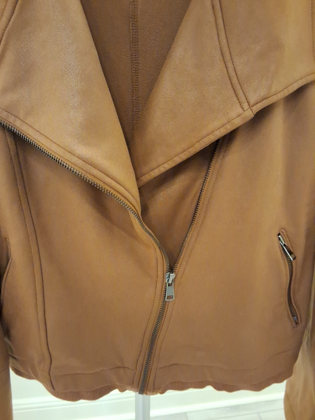 Bohme Faux Suede Full Zip with Zip pockets & Sleeve Womens Bomber Jacket Size L
