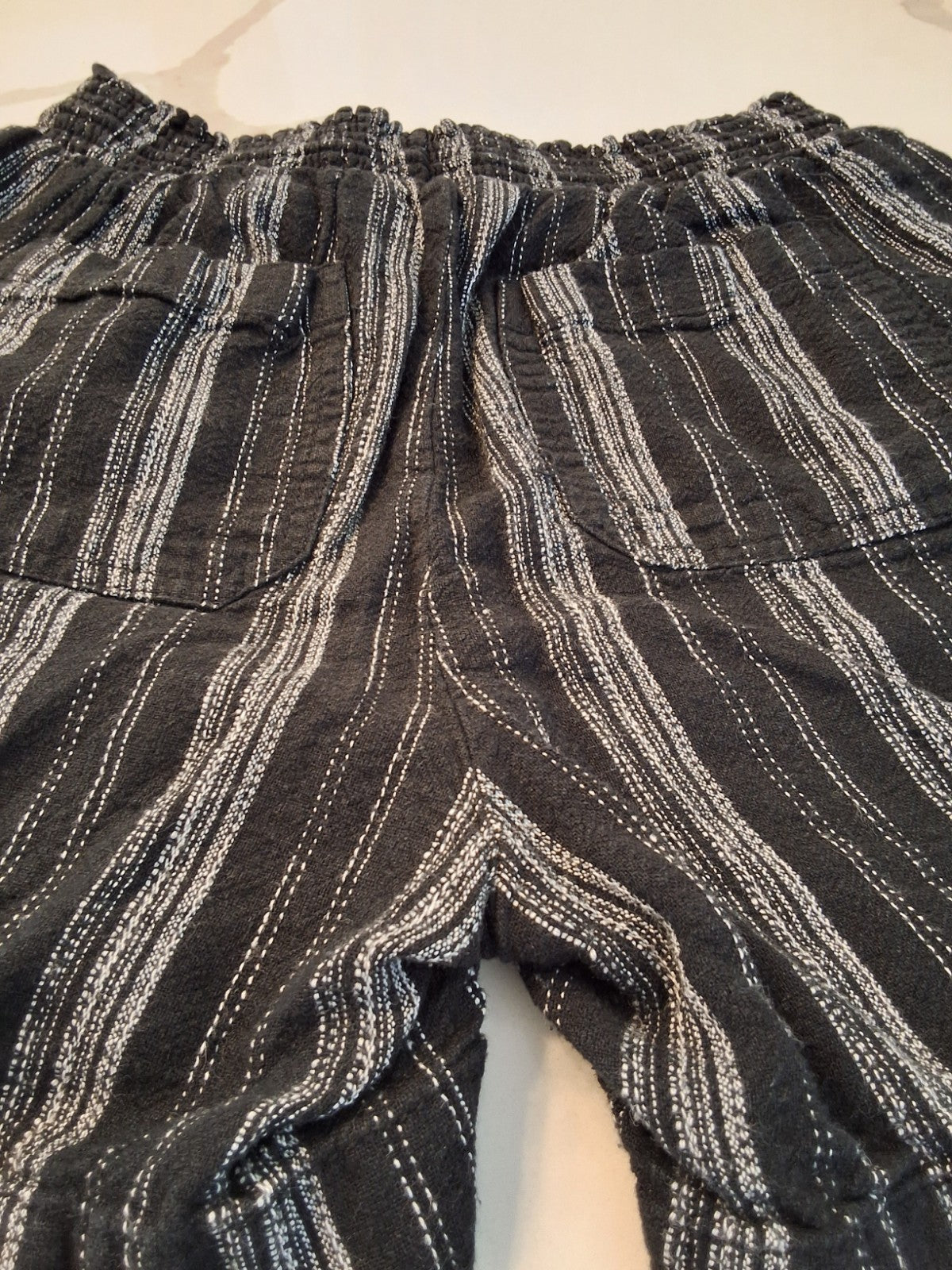 Briggs Size Small Womens Linen Blend Black And White Striped Shorts