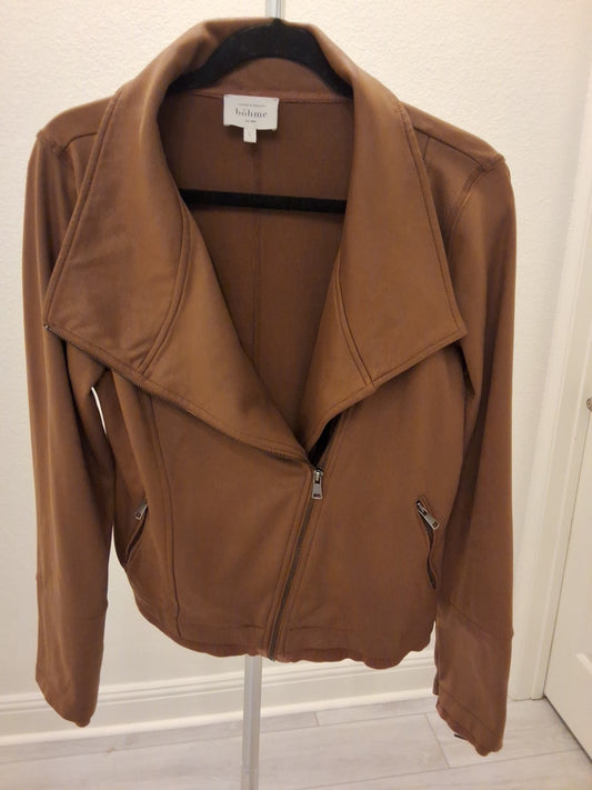 Bohme Faux Suede Full Zip with Zip pockets & Sleeve Womens Bomber Jacket Size L
