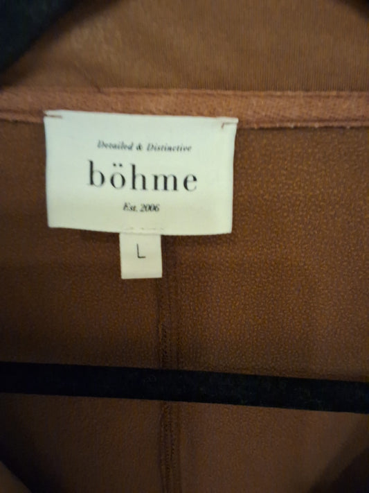 Bohme Faux Suede Full Zip with Zip pockets & Sleeve Womens Bomber Jacket Size L
