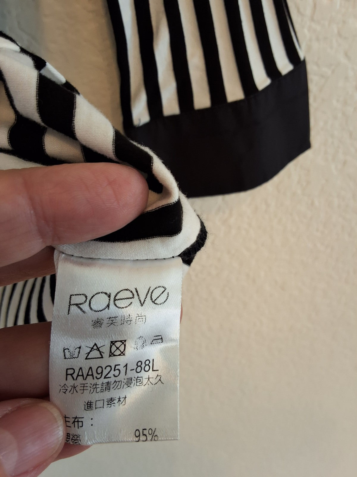 RUE21 Black White Stripe Top Bow Necktie Blouse Contrast Y2K 3/4 Sleeve L
