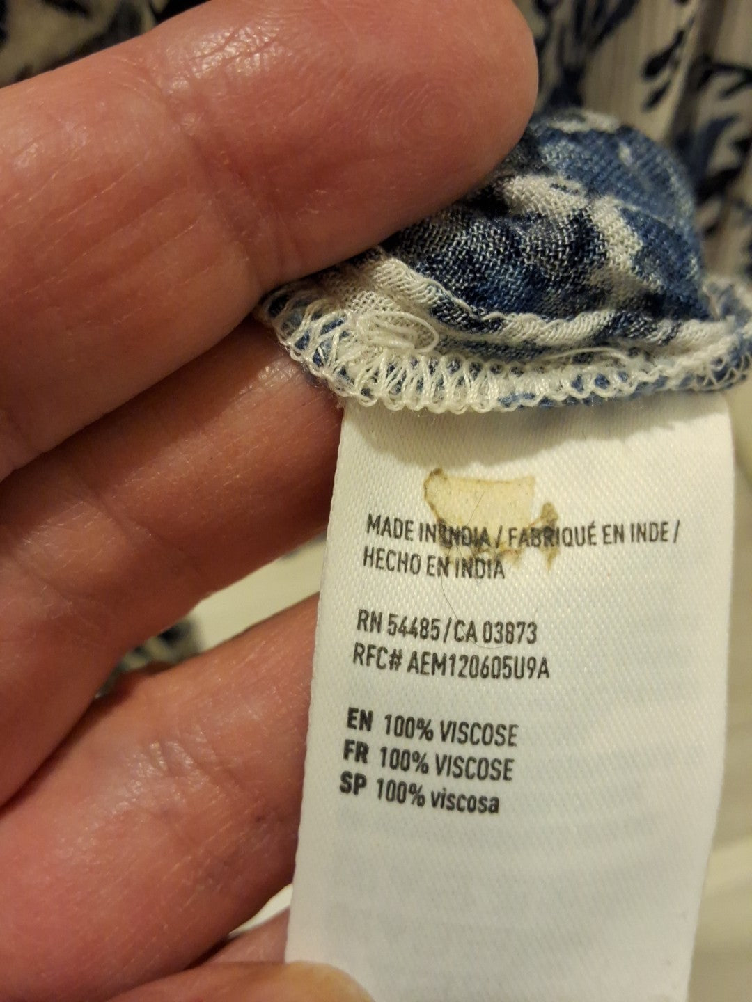 American Eagle Outfitters Large Crop Top Blue & White Ditsy Floral Tie Front Top