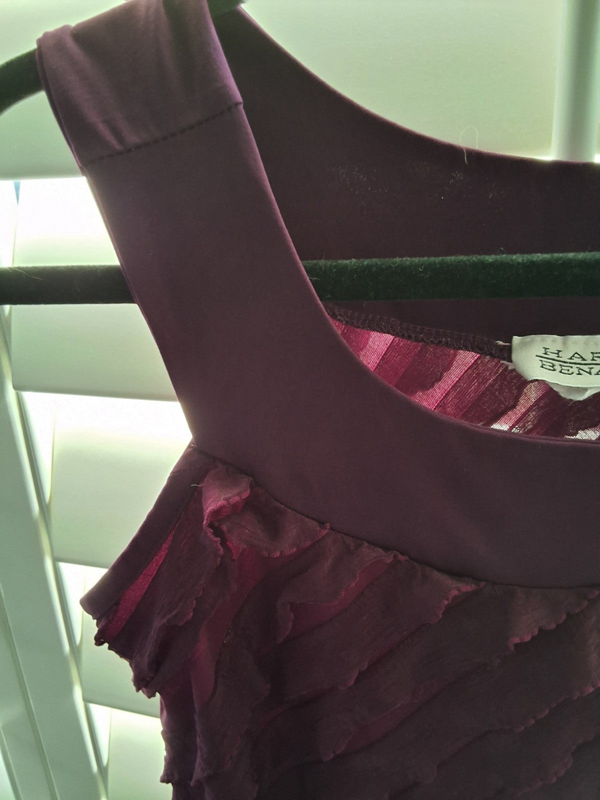 Harve Benard Size S Vintage 90s Grunge Ruffle\d Burgundy Tank Top
