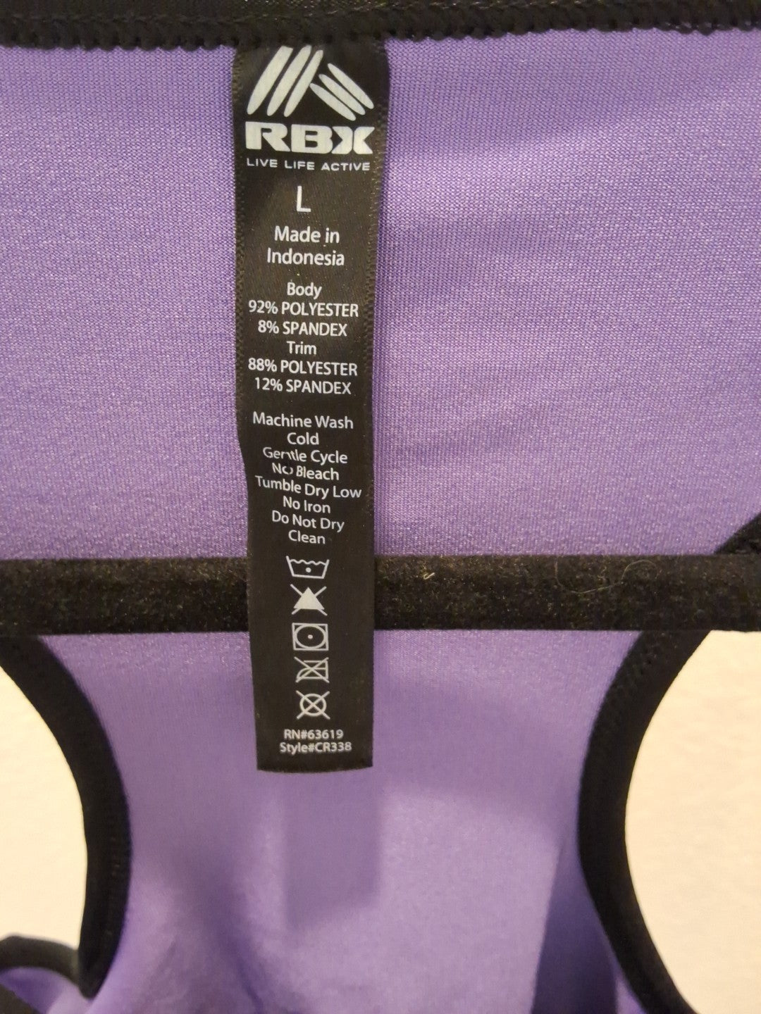 RBX Size L Workout Compression Training Yoga Purple And Gray Tank Womens