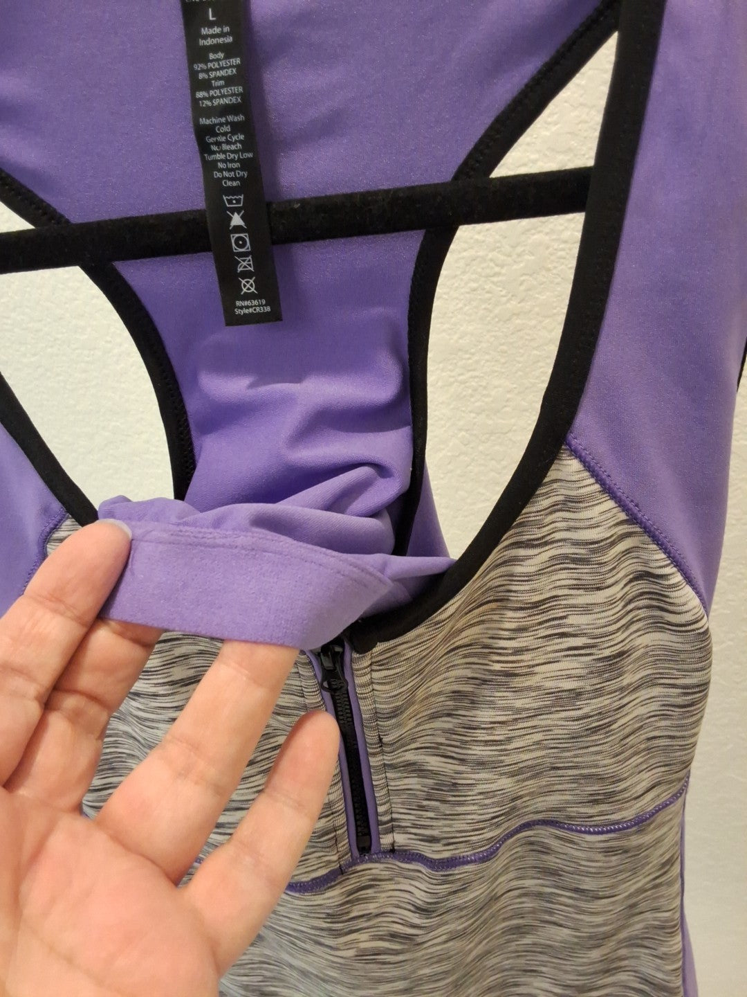 RBX Size L Workout Compression Training Yoga Purple And Gray Tank Womens