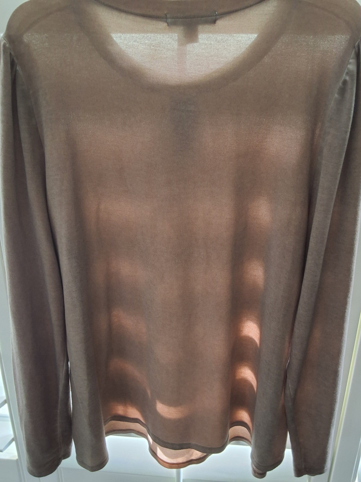 And Now This Womens Trendy Plus Size 2X Ribbed Crewneck Almond Tan NEW $29 Top