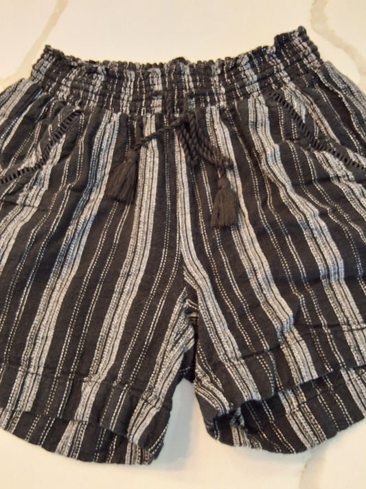Briggs Size Small Womens Linen Blend Black And White Striped Shorts