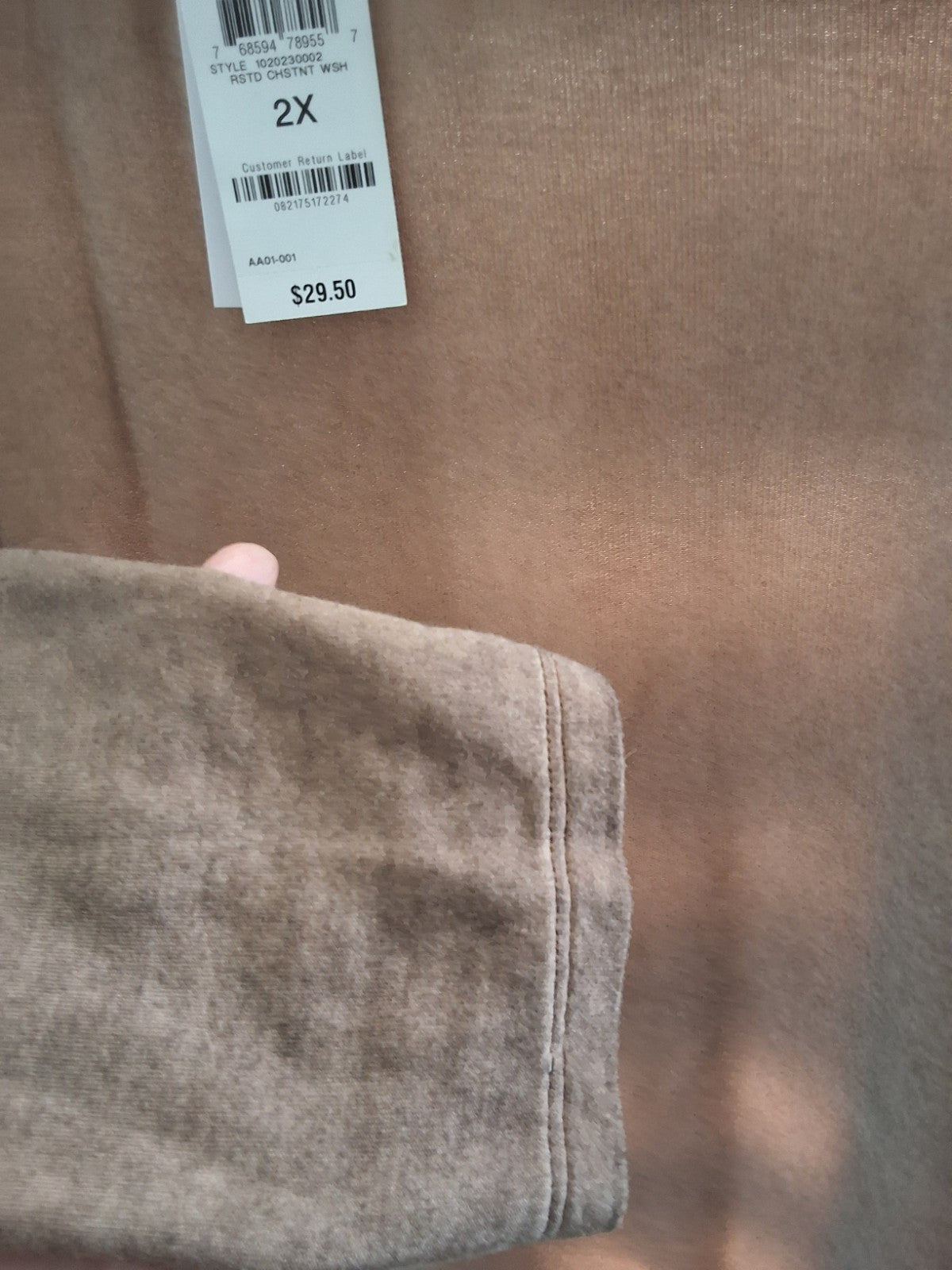 And Now This Womens Trendy Plus Size 2X Ribbed Crewneck Almond Tan NEW $29 Top