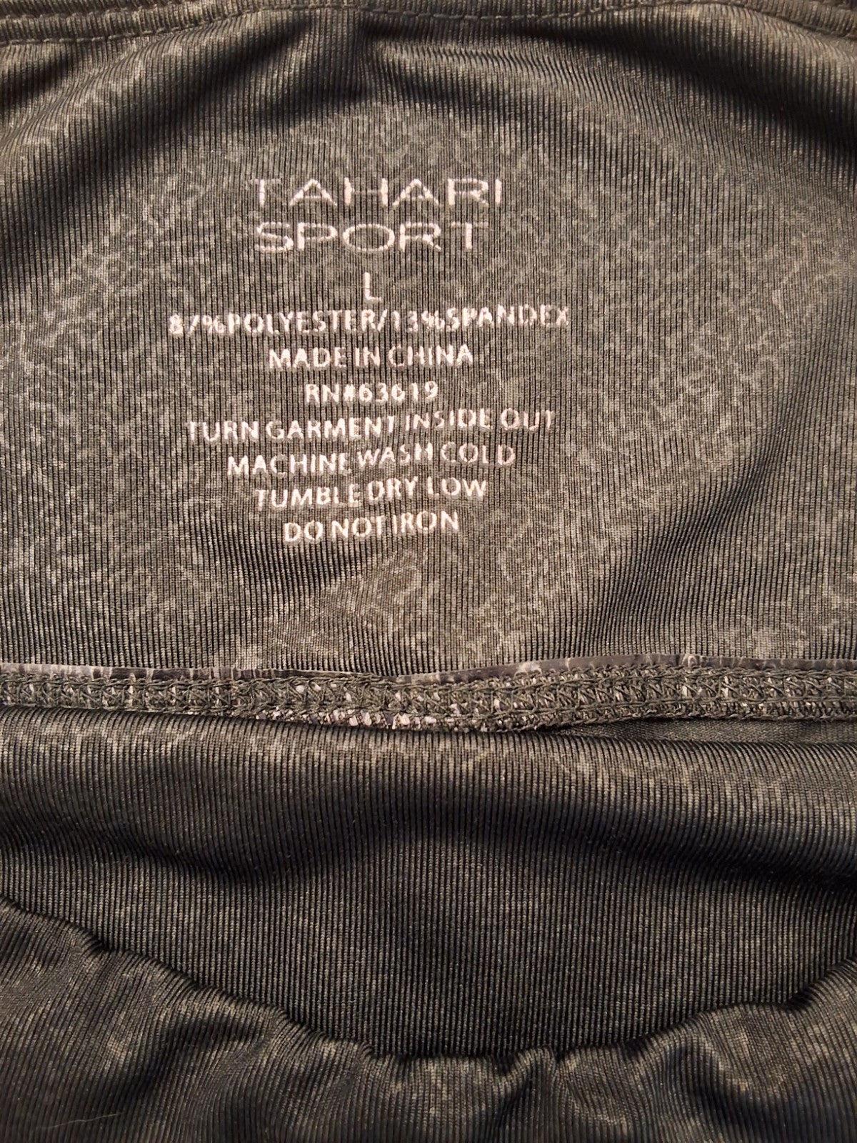 Tahari Sport Large Womens Black Abstract Zip Pocket Pull On Ankle Leggings