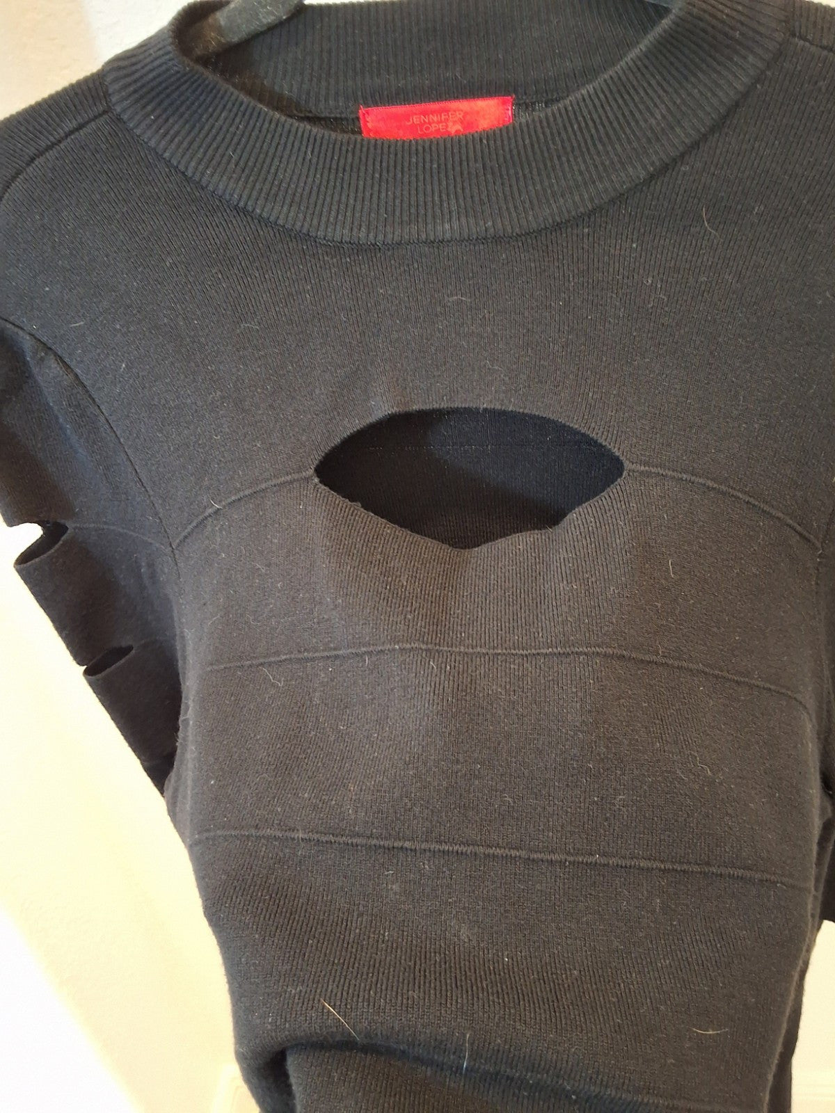 Jennifer Lopez NWOT Y2K Top Mockneck Sleeve Slash Cut Out Details Trendy XXL