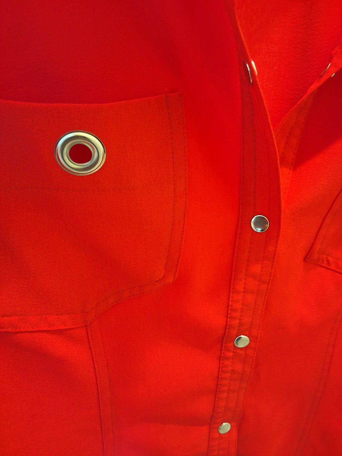 Kathy Che Stretch Size 8 Womens Embellished Silver Rough Accents Red Top