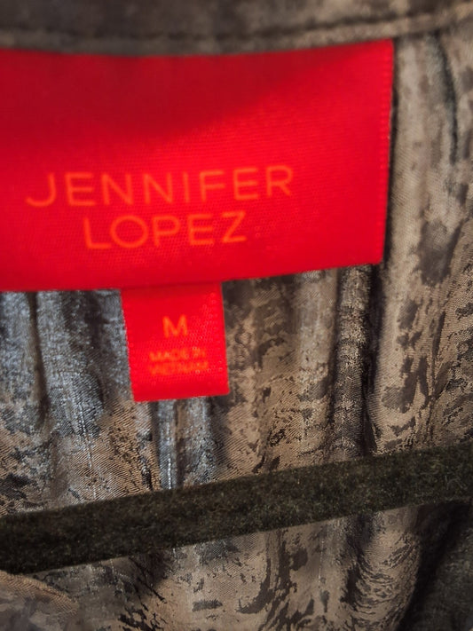 Jennifer Lopez Size M Womens Long Sleeve Tunic Light Weight Black & Gray Top