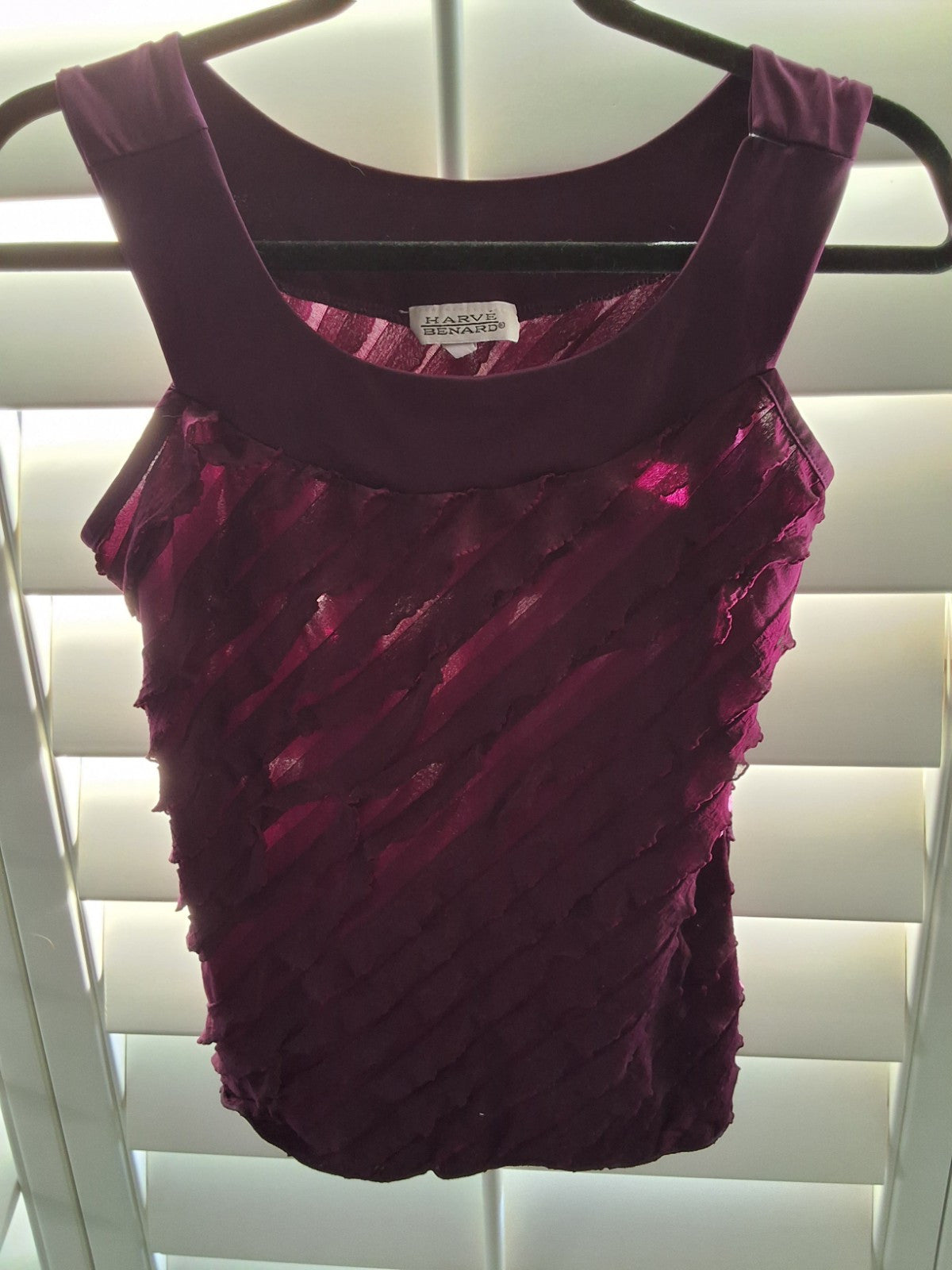 Harve Benard Size S Vintage 90s Grunge Ruffle\d Burgundy Tank Top