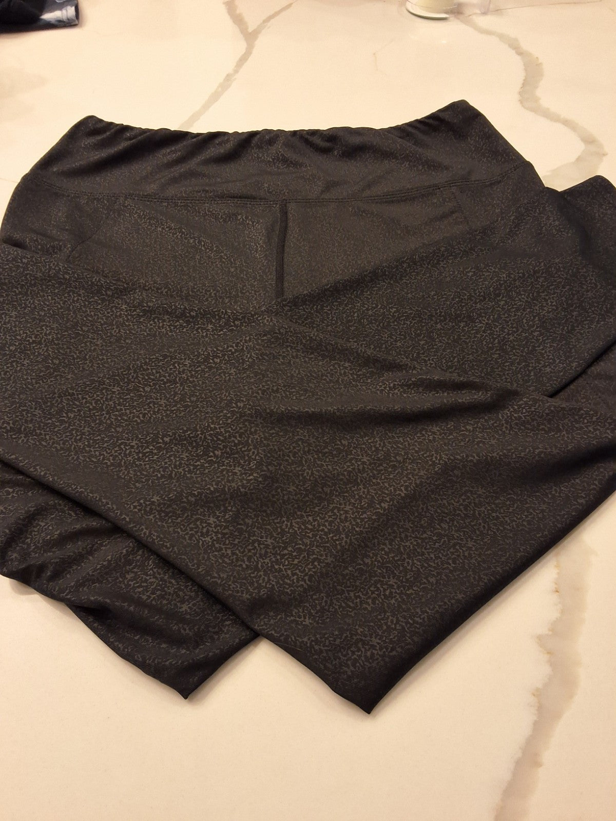 Tahari Sport Large Womens Black Abstract Zip Pocket Pull On Ankle Leggings