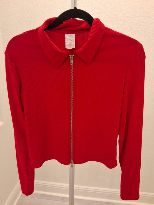 No Boundaries Large 2 Way Zip Long Sleeve Polo Shirt Womens