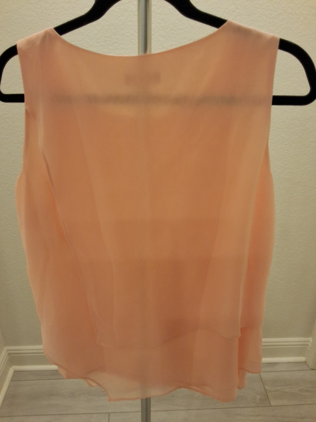Calvin Klein Peach Sheer Size M Womens Stretch Sleeveless Multi Layer Blouse
