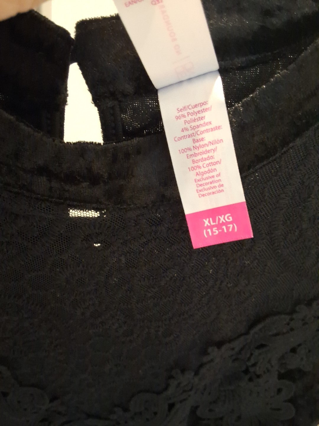 No Boundaries Size XL Black Lace And Velvet Sleeveless High Neck Top